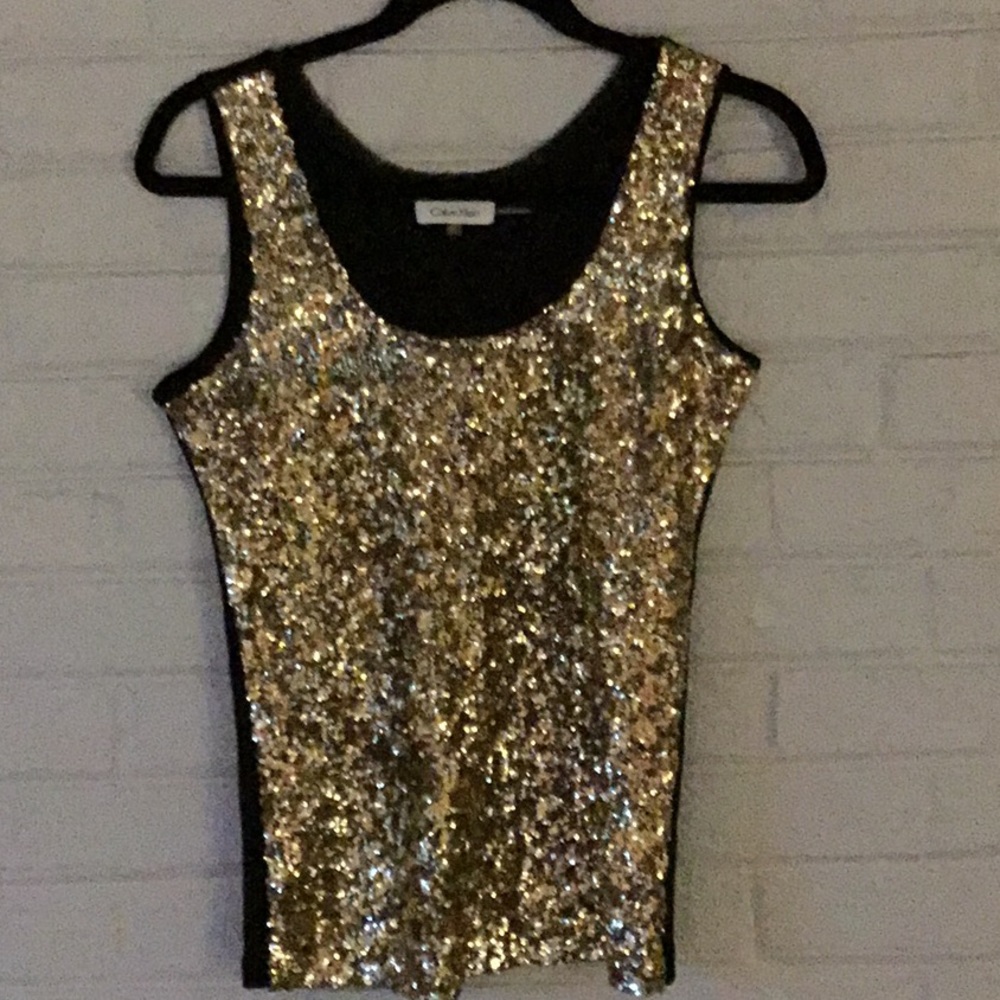 Gold Sequined Tank Top